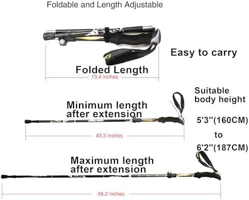 Aluminum Collapsible Ultralight Travel Trekking Hiking Pole for Men and Women (Fits 5'3" - 6'2") - Image 3