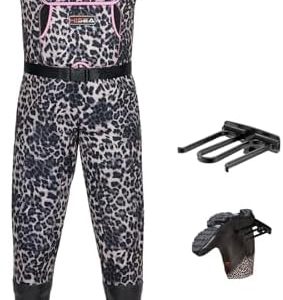 HISEA Womens Chest Waders, 4.5mm Neoprene Leopard Hunting Wader for Women with Insulated Boots, Waterproof Fishing Waders