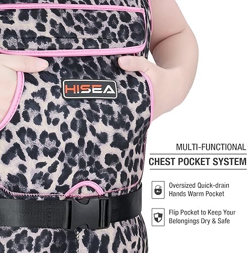 HISEA Womens Chest Waders, 4.5mm Neoprene Leopard Hunting Wader for Women with Insulated Boots, Waterproof Fishing Waders - Image 3