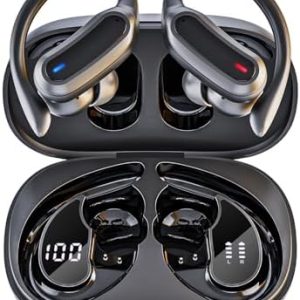 Wireless Earbuds, Bluetooth 5.3 Headphones, True Wireless Stereo Earphones with IPX6 Waterproof, Noise Cancelling Mic, Fast Charging and Comfort Fit Ear Buds for Sports, Workouts - Black